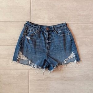 Blue Distressed Denim Shorts